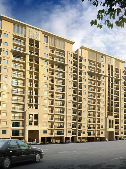 Another view of the residential block for the Patna project. This angle highlights the building's massing and the rhythmic pattern of windows and balconies designed for optimal light and ventilation.