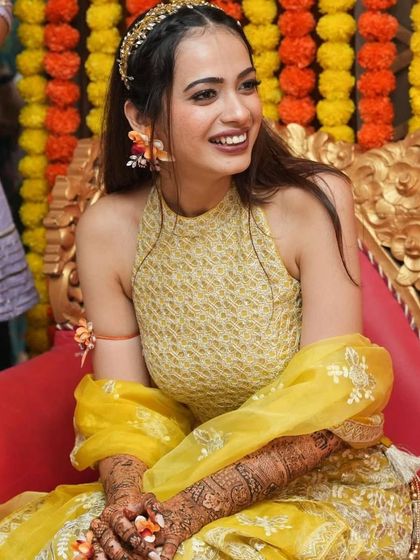 A perfect accessory for every bride-to-be. My lovely bride Anusshka, looking radiant and happy during her mehendi ceremony.