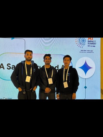 Three of our core team members at the Google AI Impact Summit. We deploy skilled teams to manage events for the world's leading technology companies.