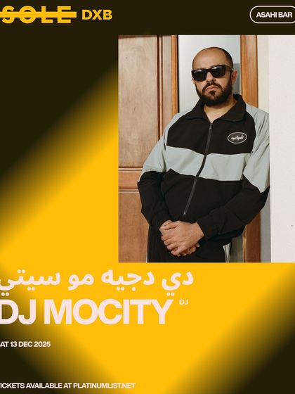 My official artist poster for Sole DXB in Dubai. This highlights my experience playing for major international brands and festivals.