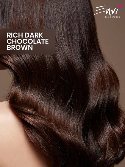 A classic Rich Dark Chocolate Brown. This color is all about depth, shine, and timeless elegance. We ensure a uniform, glossy finish that looks incredibly healthy.