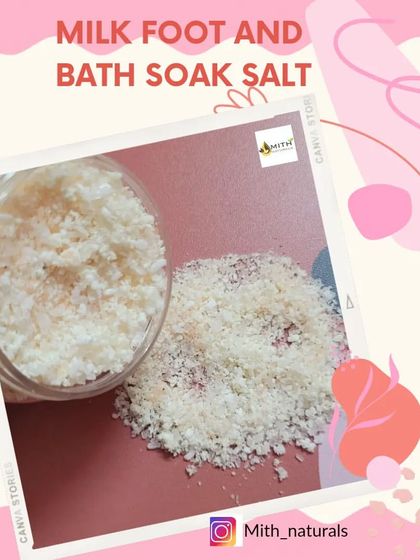 My Milk Foot and Bath Soak Salt. Made with Epsom salt, Himalayan pink salt, and milk, this soak helps relax aching muscles and can be beneficial for skin conditions like eczema and psoriasis.