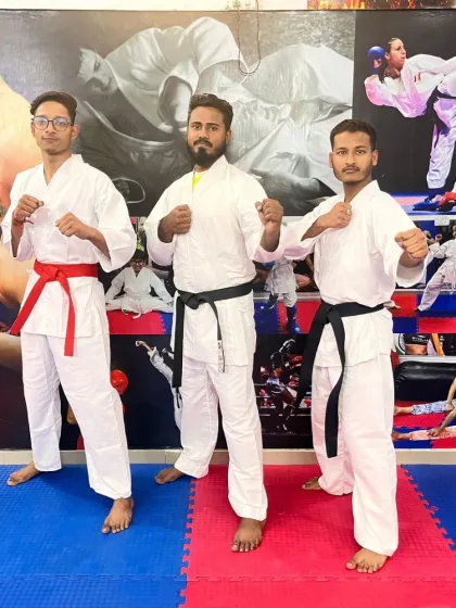 My senior students and I in our fighting stance. We are always ready, always prepared. This is the mindset of a martial artist.