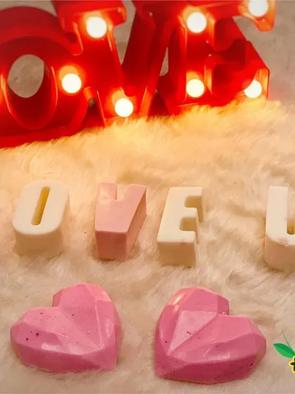 A perfect way to say you care. This Valentine's, I created these handmade natural soap bars that spell out 'LOVE U'. They are a unique and personal way to give a gift that is both beautiful and useful.