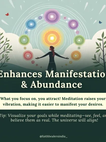 What you focus on, you attract. Meditation raises your vibration, making it easier to manifest your desires. Visualize your goals while meditating to align with the universe.