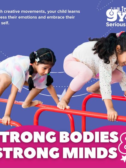 Strong bodies and strong minds go hand in hand. Our preschool classes encourage creative movement and teamwork, as seen here with two girls navigating the parallel bars together. This builds physical skills and teaches them to cooperate and communicate.