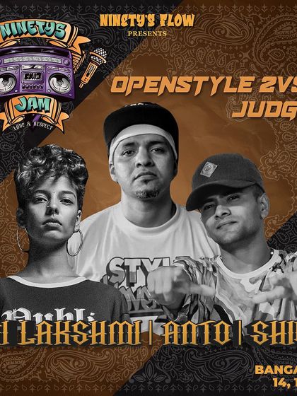 Announcing our judges for a 2v2 Open Style battle, including our own instructor Shiva.