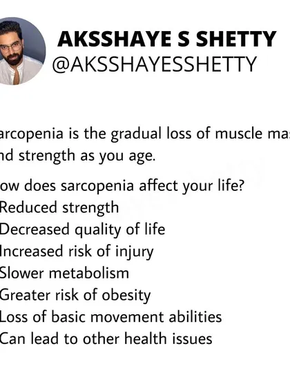 Sarcopenia is the age-related loss of muscle mass and strength. I explain how an inactive lifestyle speeds it up and why strength training and a protein-rich diet are crucial for slowing its progression and aging well.