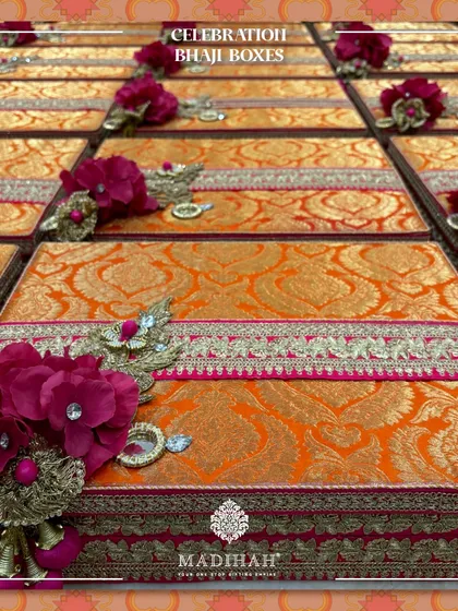The rich brocade fabric and intricate floral work make these Bhaji Boxes a gift to be treasured.