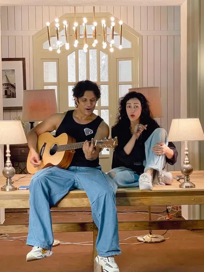 Another shot from our "Aaja Aaja" cover shoot. The chemistry we share from our AASMA days makes these acoustic duets feel effortless and natural.