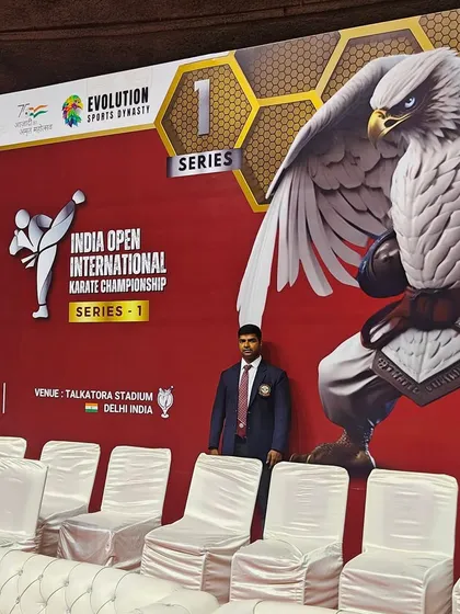 At the Talkatora Indoor Stadium for the India Open. We prepare our students for big stages like this.