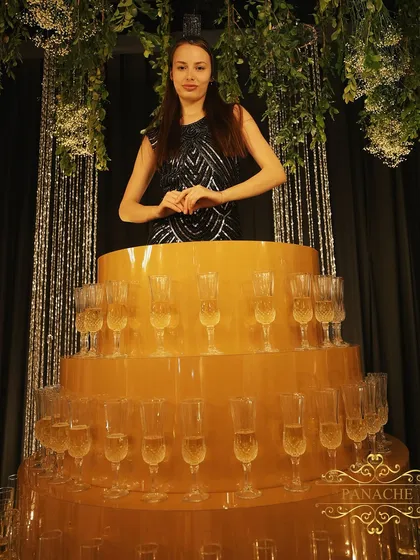 For a touch of interactive glamour, we arranged for a champagne girl. This is a unique entertainment element that always delights guests.