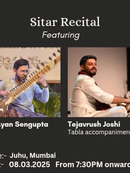 The announcement for a private house concert in Juhu, Mumbai, where I performed with sitarist Ayan Sengupta.