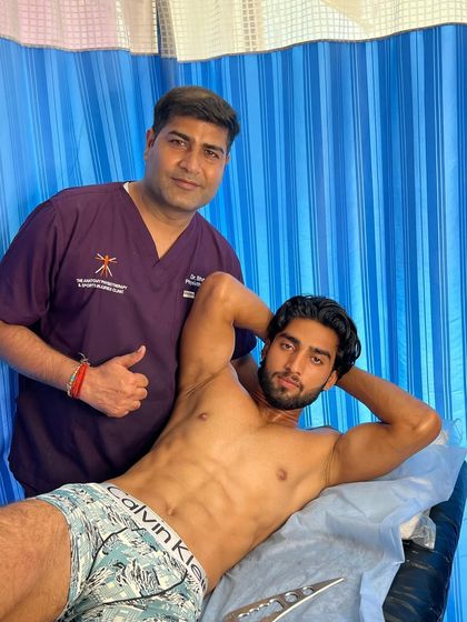 Relaxing with a client after a successful therapy session.