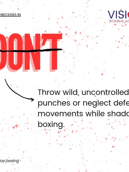When shadow boxing, avoid throwing wild, uncontrolled punches or neglecting your defense. Every movement should be deliberate and have a purpose, just as it would in a real fight.