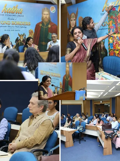A story is a multi-sensory experience. At the India Habitat Centre in Delhi, I combined a talk with a performance, using traditional Pattachitra art to make myths from across the world feel immediate and alive.