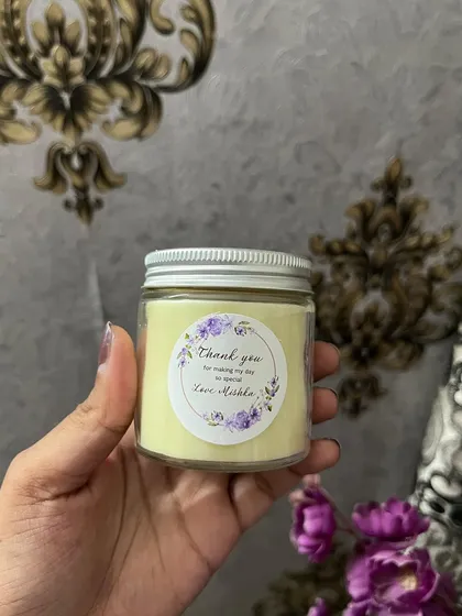 Another example of our custom birthday candles, this one in a lovely pastel yellow.