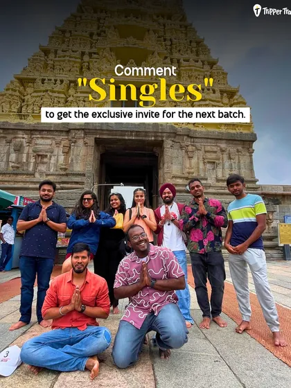 In front of the Belur temple, our singles group found a moment of peace and connection. Comment "Singles" to get an exclusive invite for the next batch.