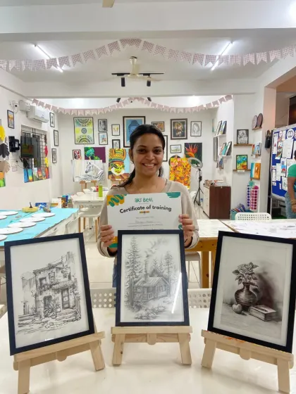 This student's certificate is well-earned. Look at the incredible detail in her three architectural and landscape sketches.