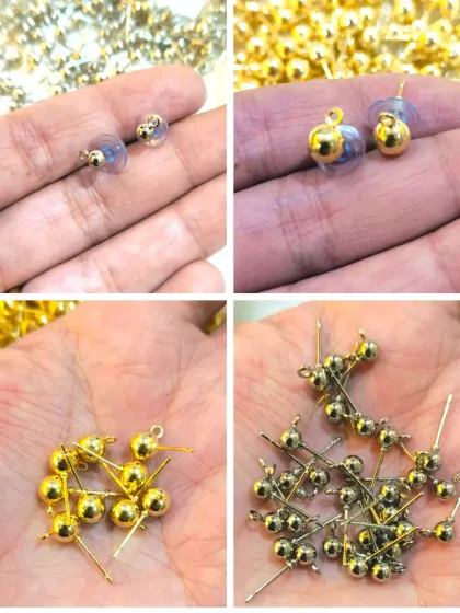 These brass earring studs and connectors are essential for assembling your resin jewelry. We offer a variety of findings to ensure you have everything you need to complete your projects.