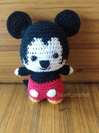 Here is one of my handmade Mickey Mouse character toys, perfect to use as a keychain or a bag charm for a backpack.