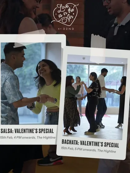 Love is in the air! Our Valentine's Special workshop poster, with separate sessions for Salsa and Bachata.