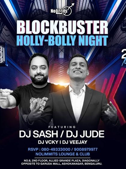 A poster for a Holly-Bolly night, where I blend the best of Hollywood and Bollywood tracks for a unique party experience.