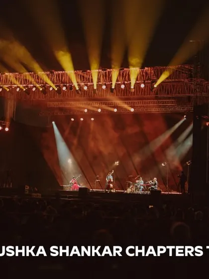 A recap shot from the Anoushka Shankar tour stop in Bengaluru, capturing the warm, golden lighting on stage.