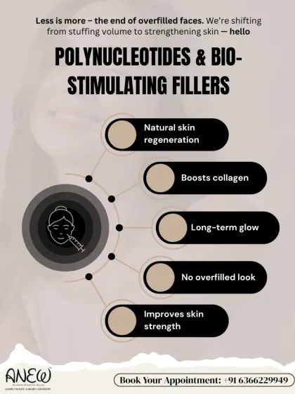 The future of facial aesthetics is moving away from overfilled faces. Polynucleotides and bio-stimulating fillers focus on strengthening skin and promoting natural regeneration for a long-term glow.
