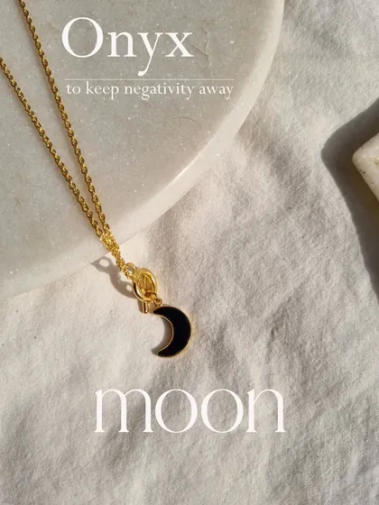 My black onyx moon pendant is for anyone who feels surrounded by negativity or envy. I consider it a stone of strength and protection that helps dispel bad luck and shields your personal energy.