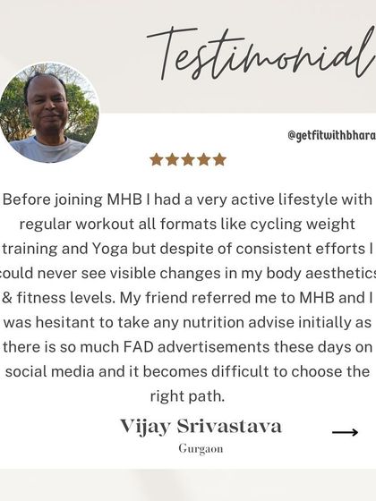 Vijay's journey started with him being hesitant to take nutrition advice. I'm happy he trusted me and made a difference.