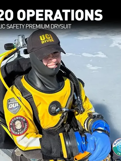 Operations don't stop for weather. The DUI H2O Operations drysuit provides superior thermal protection for public safety divers conducting search and recovery missions in icy waters. This gear ensures the diver remains warm, focused, and effective in extreme cold.