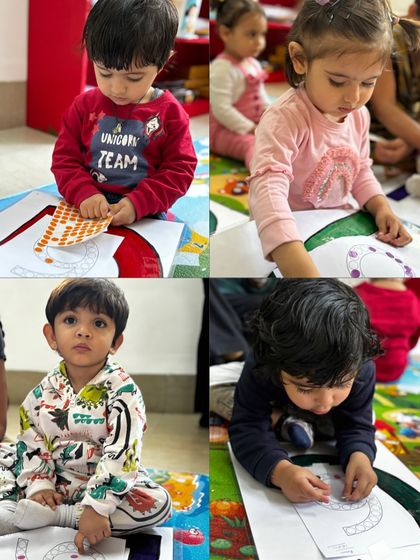 This collage shows the focus and engagement of our little learners during a number-based activity. We keep group sizes small to ensure every child gets the attention they need to grasp new concepts.