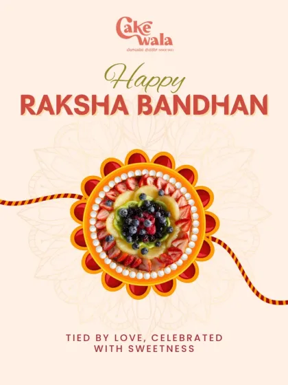 Tied by love, celebrated with sweetness. This Raksha Bandhan, go beyond the usual and surprise your sibling with a delightful fruit tart that looks just like a rakhi.