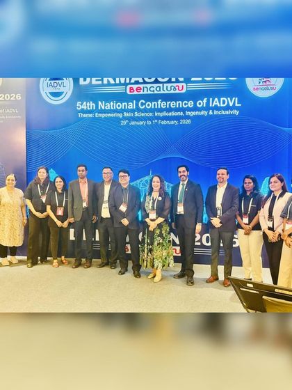 A group photo with the esteemed faculty and delegates after my session on retinoids at Dermacon 2026. These collaborative discussions are vital for stimulating innovation in our field.