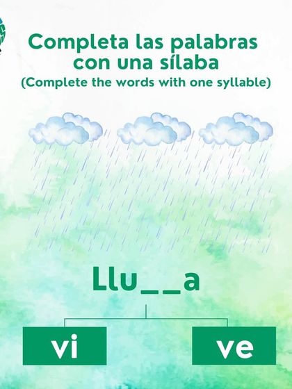 How do you complete the Spanish word for rain? Is it 'Lluvia' or 'Lluve'? Choose the correct syllable.