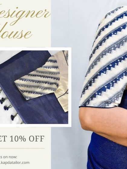 Wrapped in elegance, adorned in style. Get 10% off this designer saree and blouse combination that speaks tradition with every thread.