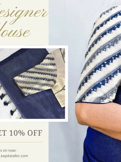 Wrapped in elegance, adorned in style. This designer blouse with its unique pattern speaks tradition with every thread. Enjoy a special discount on our designer collection.