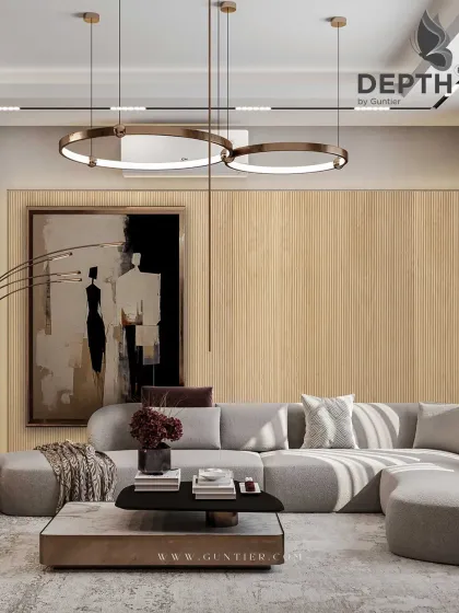 Here is how my fluted veneer panels can transform a living room. They create a sophisticated feature wall that adds warmth and texture, elevating the entire space beyond what simple paint could achieve.