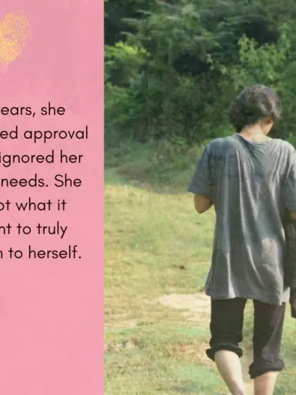 For years, I chased approval and ignored my own needs. I forgot what it meant to truly listen to myself. This image represents that feeling of being lost and the journey back to oneself.