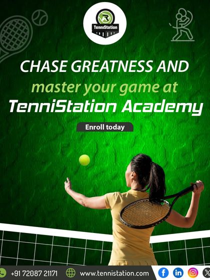 Chase greatness and master your game at TenniStation Academy. This image of a player serving embodies the ambition we nurture.