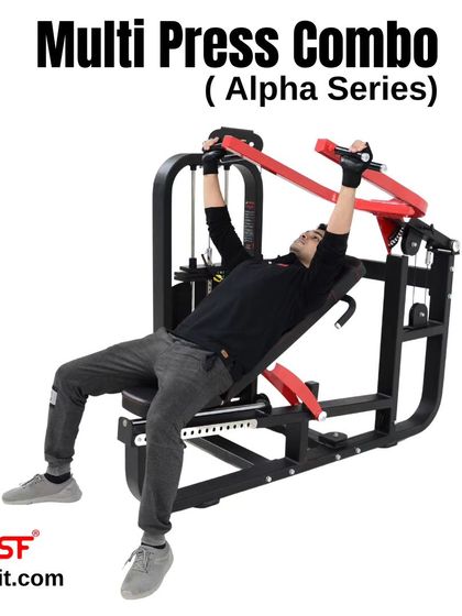 A user performing an incline press on the Alpha Series Multi-Press Combo.