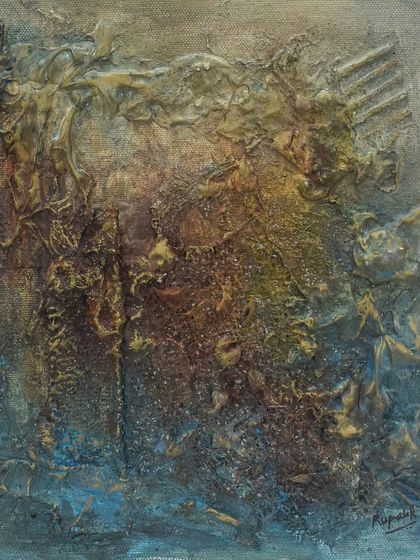 Exploring a mixed media theme, one artwork at a time. This piece combines different textures and colors to create a rich, layered abstract composition.