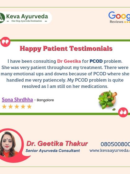 We understand the emotional challenges of PCOD. This testimonial thanks Dr. Geetika for her patience and effective treatment that helped resolve the patient's PCOD problem.