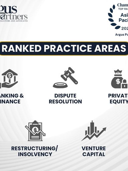 The Chambers and Partners Asia-Pacific Guide 2025 has ranked our practices in Banking & Finance, Dispute Resolution, Private Equity, Restructuring/Insolvency, and Venture Capital.