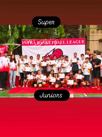 Our 'Super Juniors' group posing for a photo at the Intra-Basketball League. Congratulations to all the players for their fantastic performance.