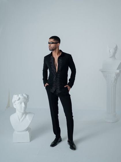 This collection represents the full scope of my menswear styling. It includes everything from intricately embroidered sherwanis and modern printed kurtas to sharply tailored indo-western looks, ensuring every man is impeccably dressed for any celebration.