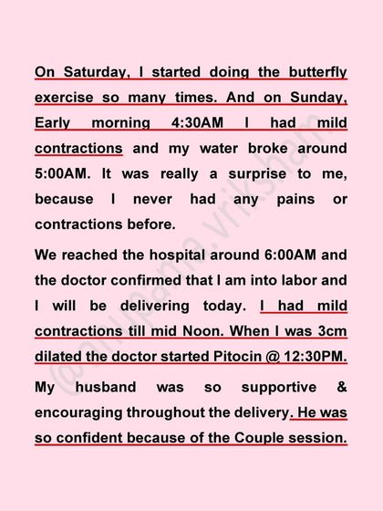 Her water broke naturally in the early morning, a welcome surprise after being scheduled for induction. This shows how preparing your body can sometimes help labor start on its own.