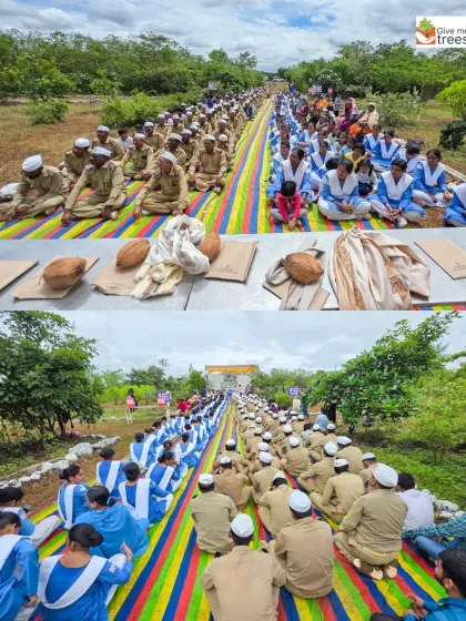 A powerful image of the entire village community gathered for the plantation event in Pune. This shows the incredible mobilizing power of community-led environmental action.