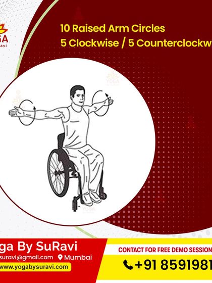 Our adaptive fitness programs include wheelchair exercises like Raised Arm Circles to improve shoulder mobility and flexibility.